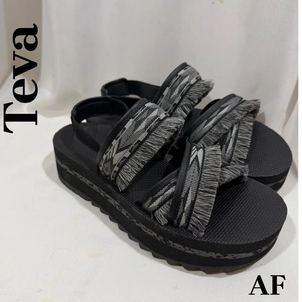 Teva Ceres Women's Platform Sandals in Double Diamond Black New Size 10